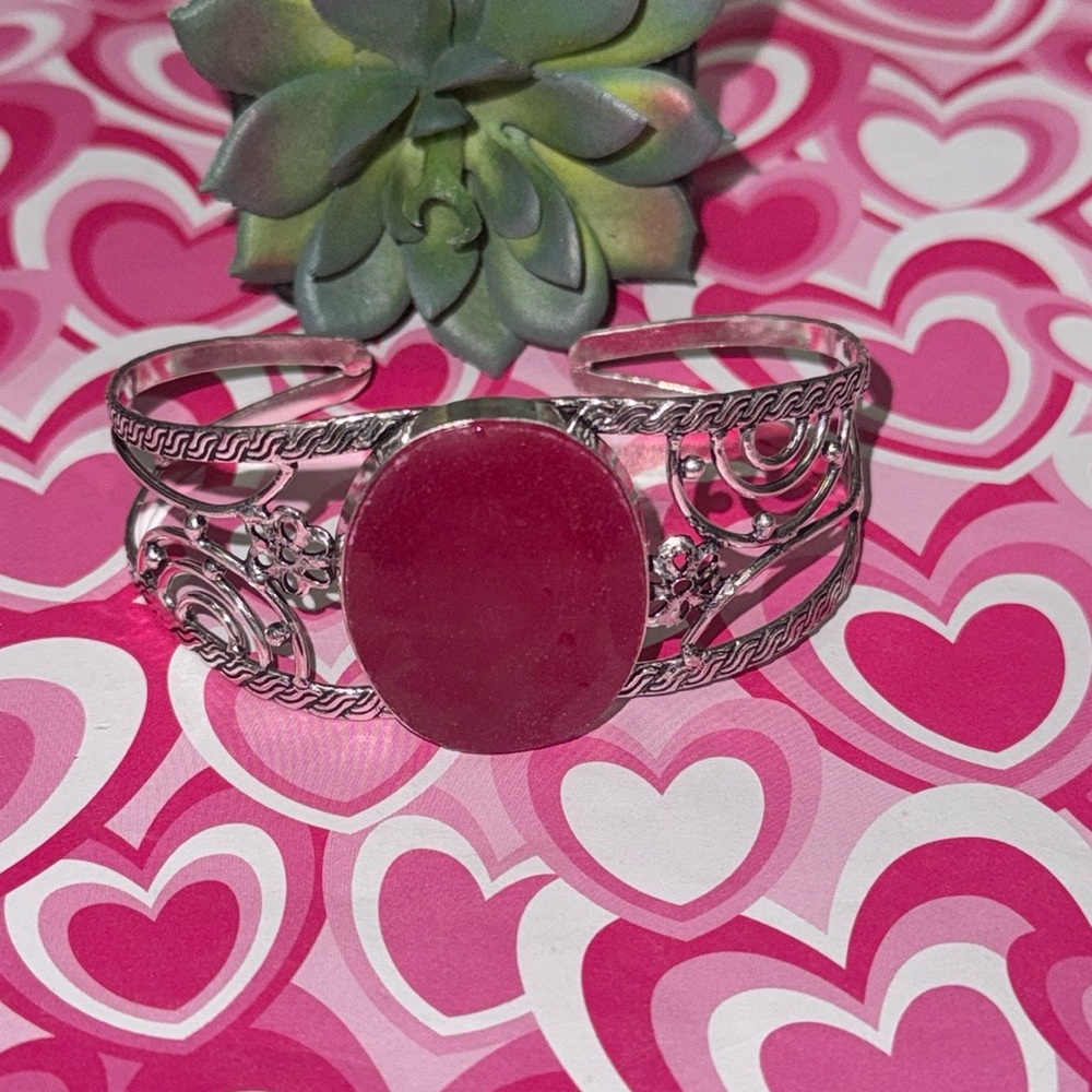 Hand Crafted Ruby Silver Cuff Bracelet - image 1